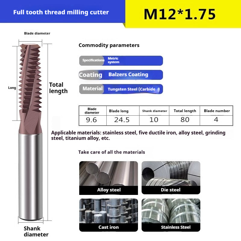 6032 60 degree thread milling cutter single thread, three threads, full thread CNC machining center tungsten steel alloy coated milling cutter can be customized Shandong Denso Pricision Tools Co.,Ltd.